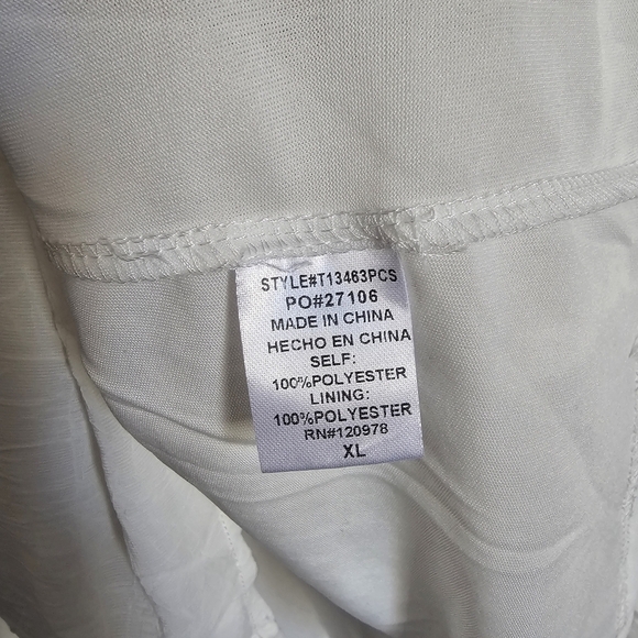 CHICSOUL.COM White Chiffon Blouse w Full Bishop Sleeves Quiet Luxury Art to Wear - Picture 6 of 7